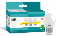 Лампа светодиодная G45 шар 7Вт 230В 4000К E27 (3шт/упак) IEK
