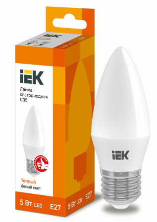 Лампа светодиодная C35 свеча 5Вт 230В 3000К E27 IEK – №1