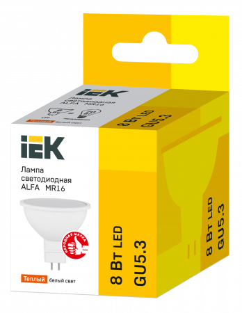 Лампа светодиодная ALFA MR16 софит 8Вт 230В 3000К GU5,3 IEK – №2