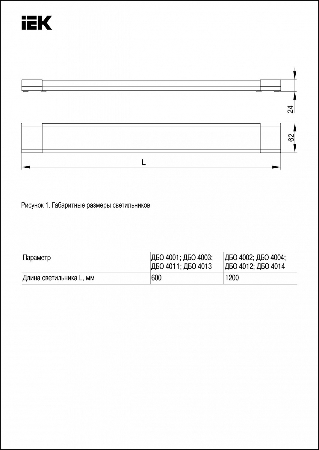 Светильник светодиодный линейный ДБО 4004 36Вт 6500К IP20 1200мм опал IEK